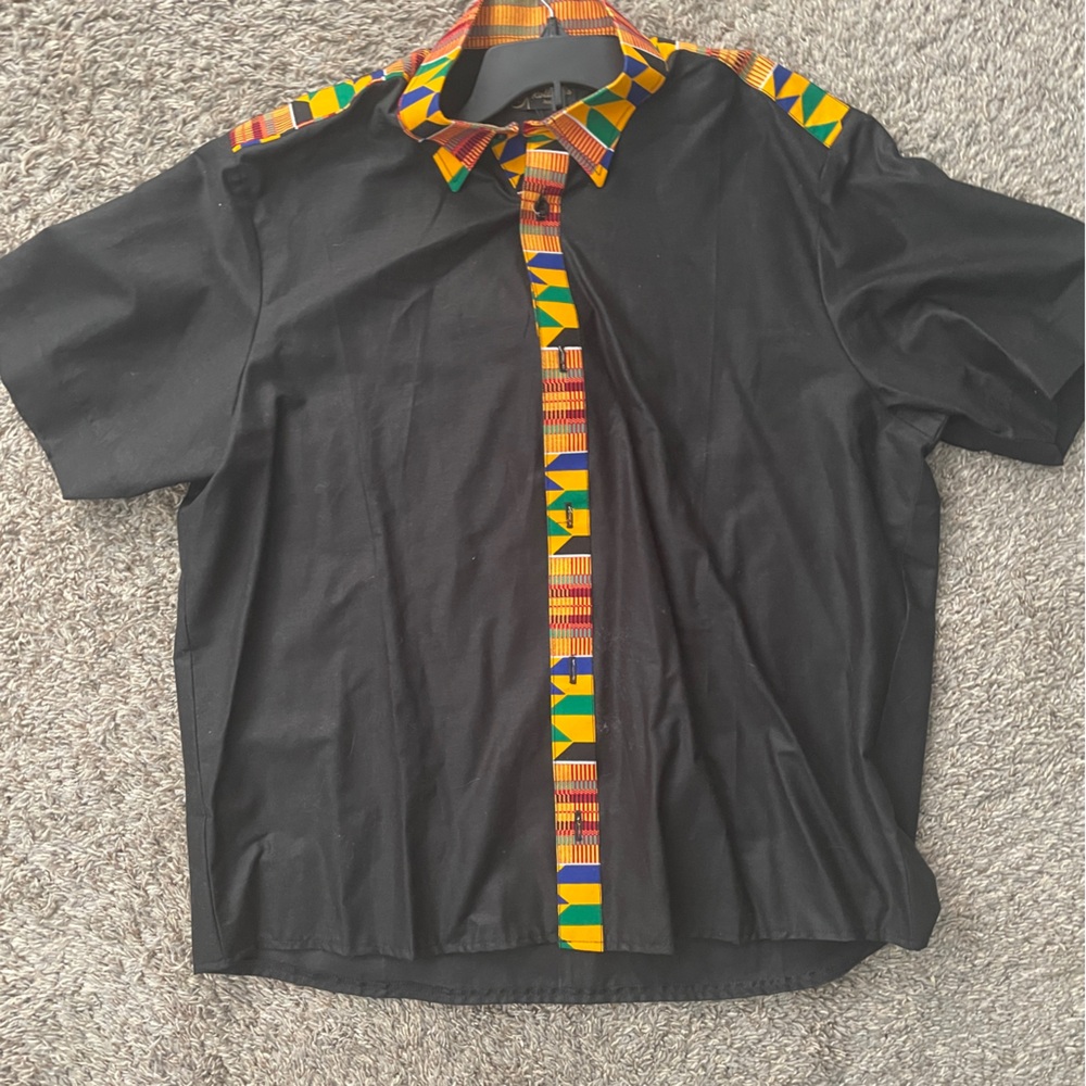 Black Shirt with Colorful Trim